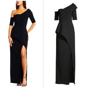 Aidan Mattox Black One-Shoulder Dress
